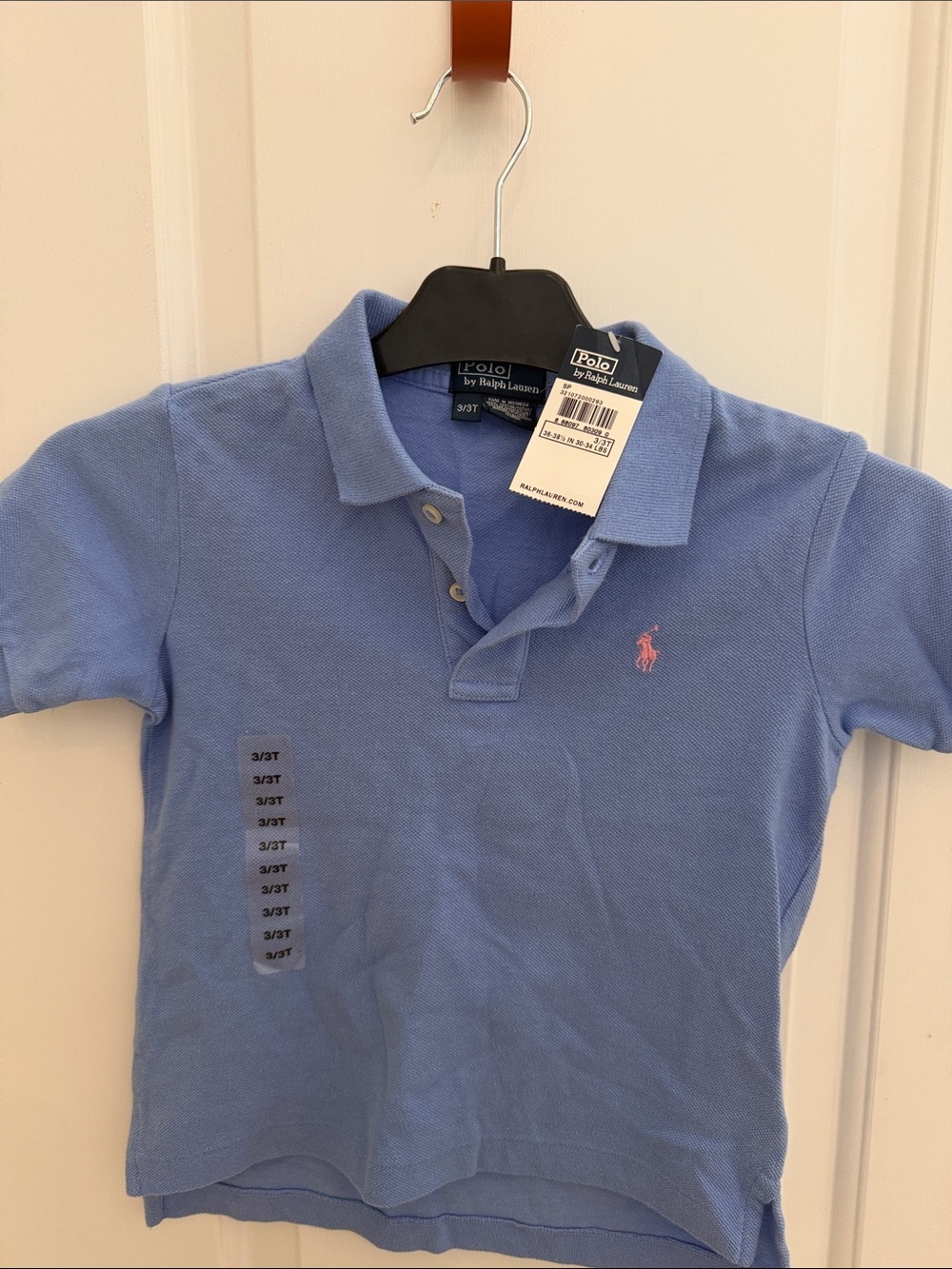 NWT Ralph Lauren Light Blue Polo with Pink Pony Logo